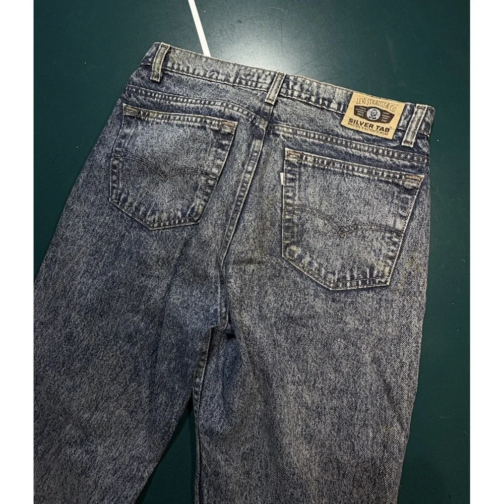 Vintage LEVIS 512 Silvertab Jeans Men 32x34 Slim Taper Acid-Wash 90s Made In USA